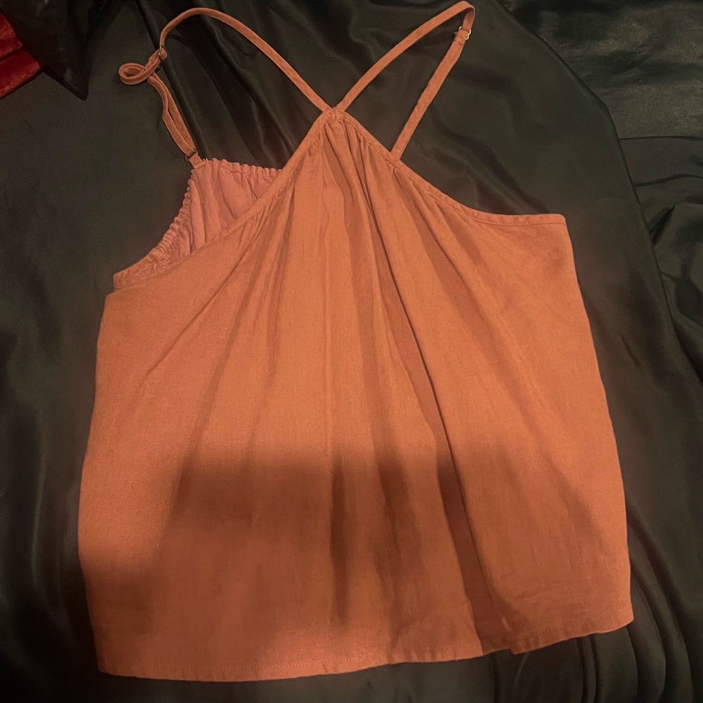 Abercrombie A&F sexy brown linen blend crop halter double lined. Small